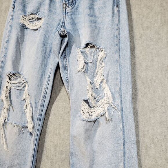 Aeropostale Jeans Womens 6 Blue Distressed 90s Baggy Straight Leg Button Fly - Picture 9 of 12